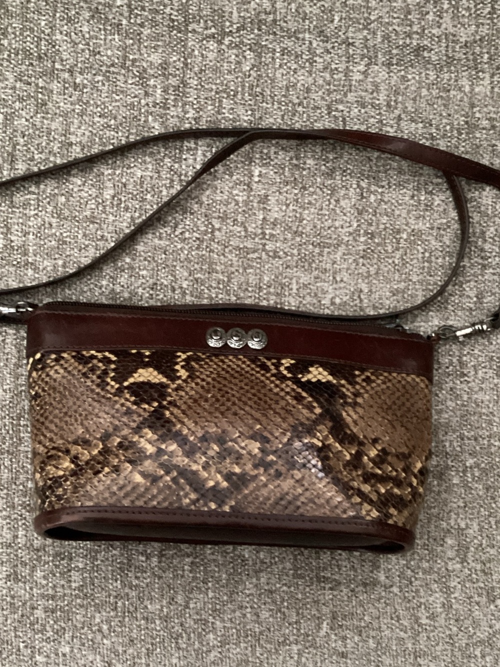 Brighton Brown and Tan Snake-Print Crossbody